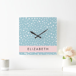 Relógio Quadrado Pontos Dalmáticos Azuis, Pontos Dalmáticos, Seu No