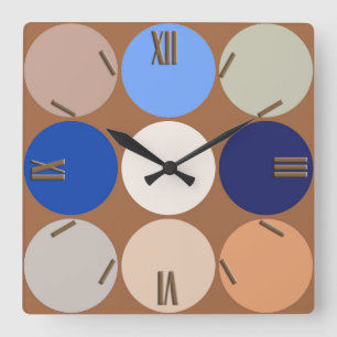 Relógio Quadrado Pontos gigantes do século médio, Taupe Tan, Beige 