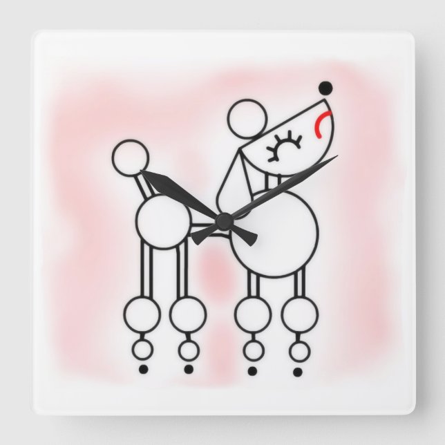 Relógio Quadrado Poodle Aestética, Poodle Acrylic Wall Clock (Frente)