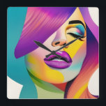Relógio Quadrado Pop art 1<br><div class="desc">Mergulhe em um mundo de expressão vibrante com esta espantosa menina pop de arte design "Pop Art 1" erguida em tons cativantes de roxo e azul. Este trabalho de arte surpreendente é perfeito para aqueles que adoram se destacar com estilo e sofisticação, esta design adiciona um toque de talento artístico...</div>