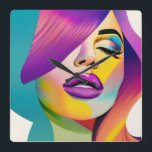 Relógio Quadrado Pop art 1<br><div class="desc">Mergulhe em um mundo de expressão vibrante com esta espantosa menina pop de arte design "Pop Art 1" erguida em tons cativantes de roxo e azul. Este trabalho de arte surpreendente é perfeito para aqueles que adoram se destacar com estilo e sofisticação, esta design adiciona um toque de talento artístico...</div>
