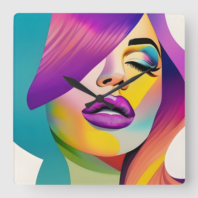 Relógio Quadrado Pop art 1 (Frente)