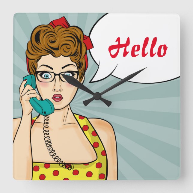 Relógio Quadrado Pop Art Female (Frente)