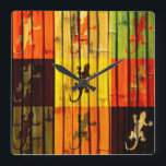 Relógio Quadrado Pop Art Geckos<br><div class="desc">Pop Art Geckos. Design is available on other products.</div>