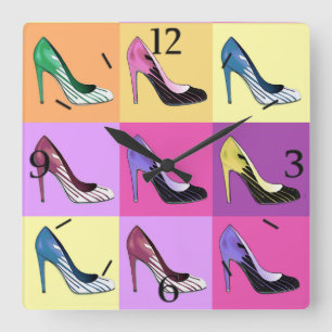 Relógio Quadrado Pop Art Stiletto Pumps / Calçados / Quadrado de A