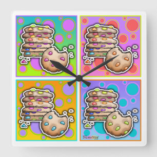 Relógio Quadrado Pop de Chocolate Chip COOKIES WALL CLOCK