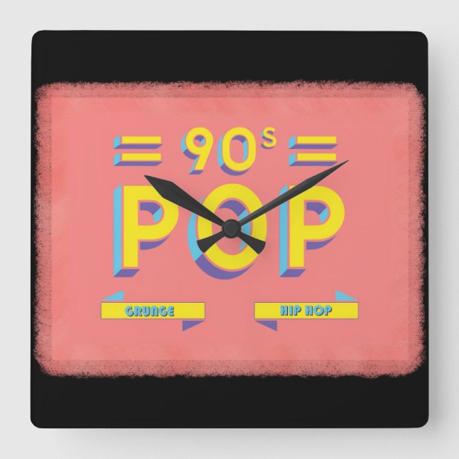 Relógio Quadrado Pop retrô dos anos 90 (Frente)