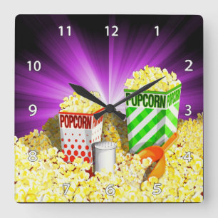 Relógio Quadrado Popcorn Lovers Wall Clock