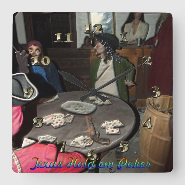 Relógio Quadrado Póquer do em do ` da posse de Texas (Frente)
