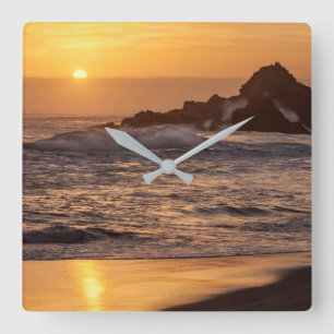 Relógio Quadrado Pôr do sol na praia de Pfeiffer