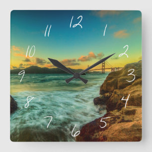 Relógio Quadrado Por do sol na praia do padeiro