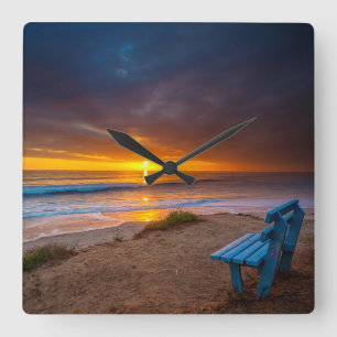 Relógio Quadrado Pôr do sol sobre o oceano Pacífico