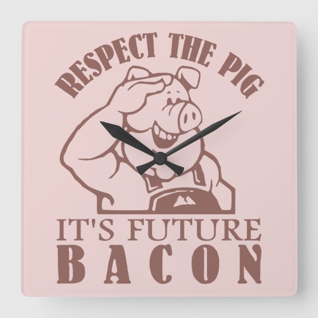 Relógio Quadrado PORCO ao pulso de disparo de parede feito sob (Frente)