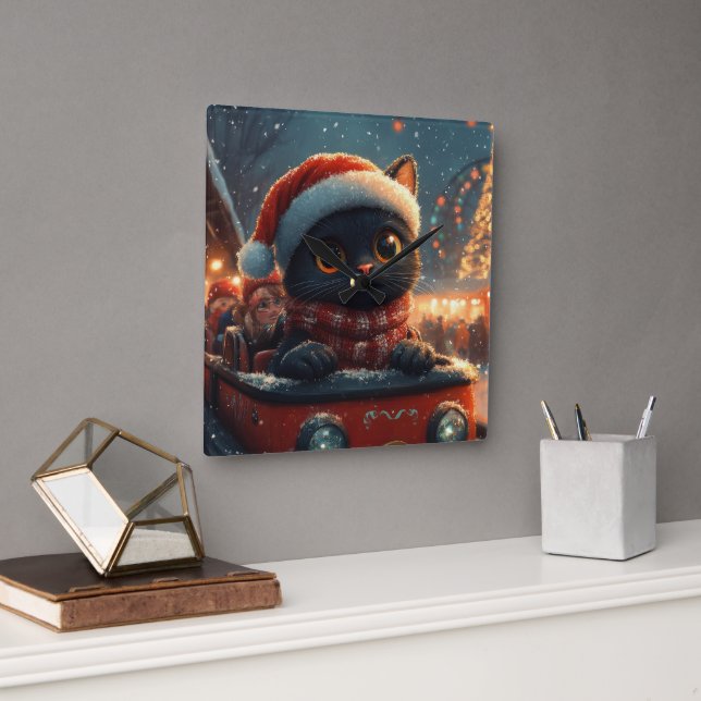 Relógio Quadrado Porta copos do Cilindro Negro (Escritório)