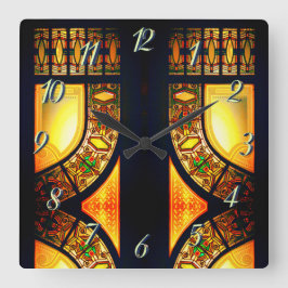 Relógio Quadrado Porta de vidro colorido vitoriana elegante