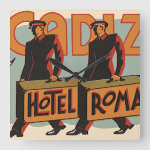 Relógio Quadrado Porteiros de Viagens Antigos Hotel Roma, Cádis, Es