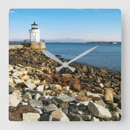 Relógio Quadrado Portland Breakwater Lighthouse, Maine