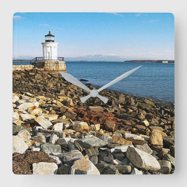 Relógio Quadrado Portland Breakwater Lighthouse, Maine (Frente)