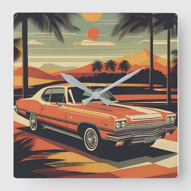 Relógio Quadrado Poster de retro clássico (Frente)