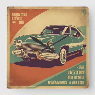 Relógio Quadrado Poster de retro clássico
