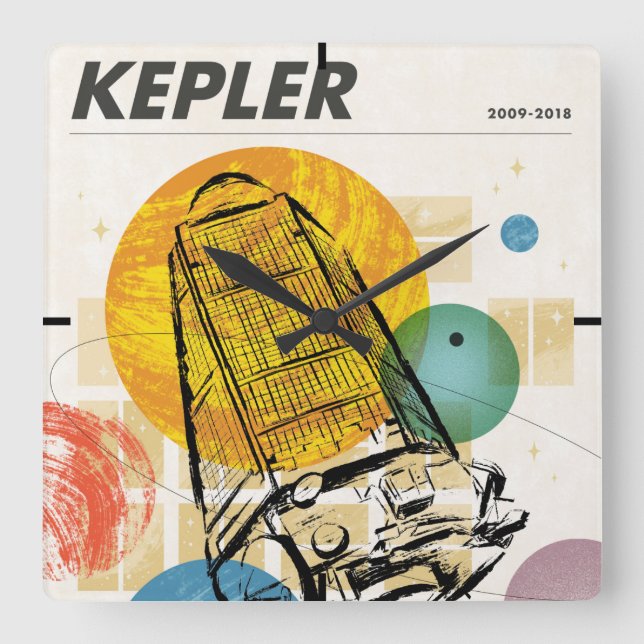 Relógio Quadrado Poster do telescópio espacial Kepler. (Frente)