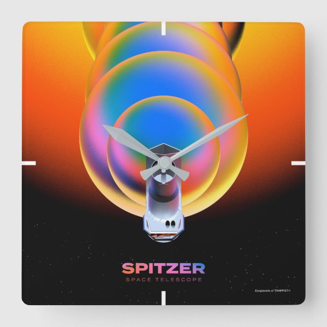 Relógio Quadrado Poster do telescópio espacial Spitzer. (Frente)