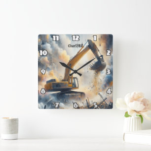 Relógio Quadrado Potência do escavador: Construção, Poeira, Céu