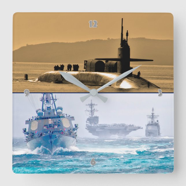 RELÓGIO QUADRADO POTÊNCIA MARÍTIMA DOS EUA (Frente)