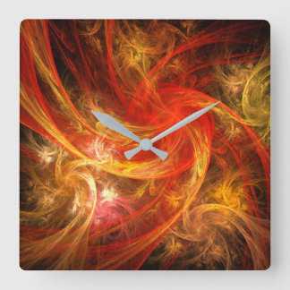Relógio Quadrado Praça Firestorm Nova Abstrato Art