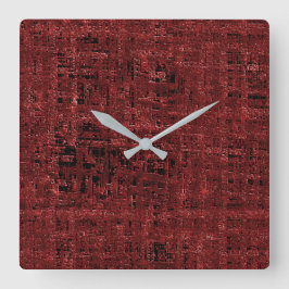 Relógio Quadrado Praças vermelhas sobrepostas, encharcadas
