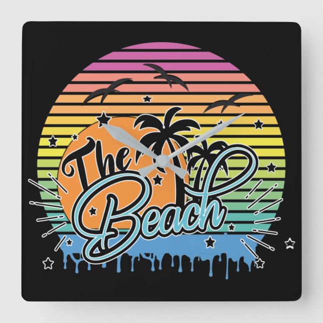 Relógio Quadrado Praia (Frente)