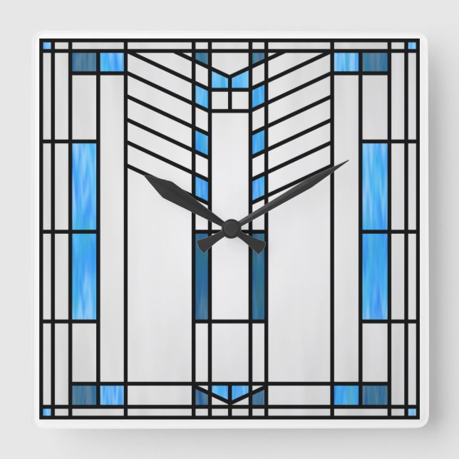 Relógio Quadrado Prairie School Style Interpretação n.o 1 (Frente)