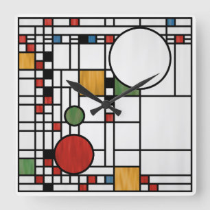 Relógio Quadrado Prairie School Style Interpretação No 5