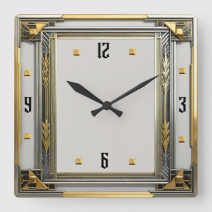 Relógio Quadrado Prata Art Déco