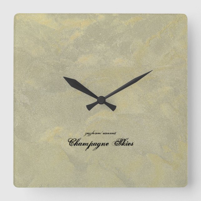 Relógio Quadrado Prata E Plaster Metálico Dourado (Frente)