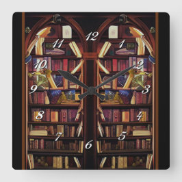 Relógio Quadrado Prateleiras do Livro Nook