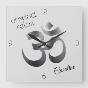 Relógio Quadrado Preço mais baixo! Símbolo Om Preto Metálico Textur