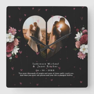 Relógio Quadrado Prescrições de dia de os namorados de casal Flor