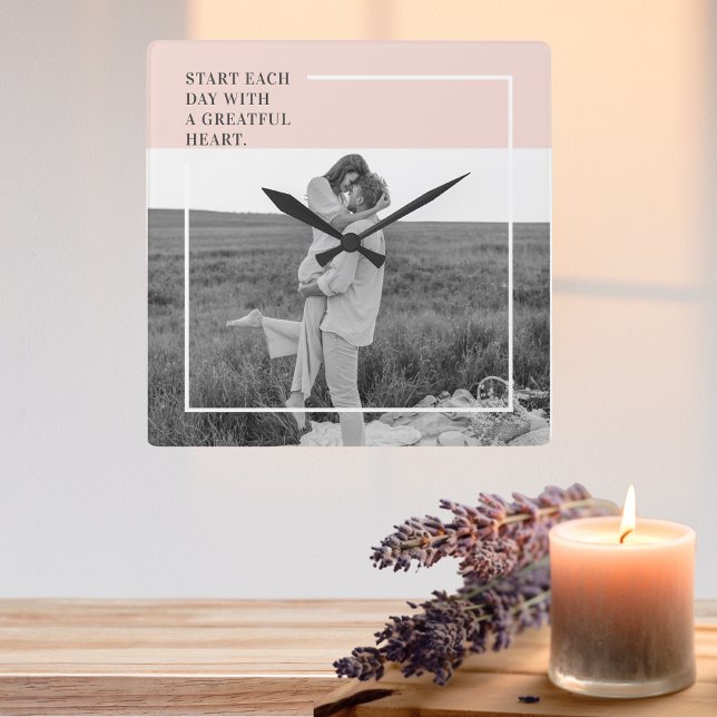 Relógio Quadrado Presente Adorável da Família Rosa Pastel Foto Mode (Criador carregado)