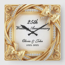 Relógio Quadrado Presente de aniversário de 25 anos de casamento de