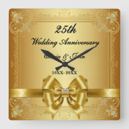 Relógio Quadrado Presente de aniversário de 25 anos de casamento de