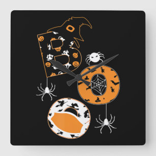 Relógio Quadrado Presente de aranha Pumpkin de chapéu de bruxa-ara