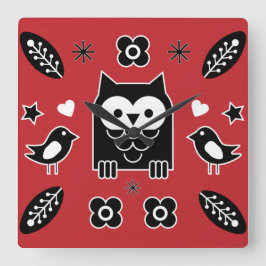 Relógio Quadrado Presente De Arte Folclórica Sueca E Acabada