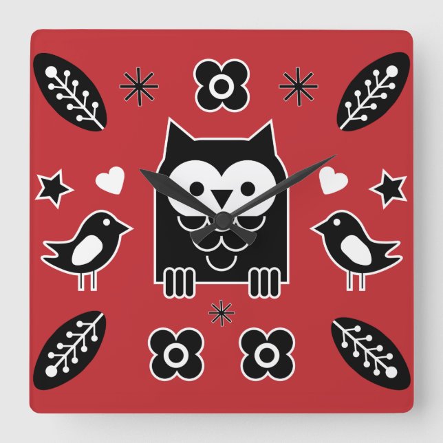 Relógio Quadrado Presente De Arte Folclórica Sueca E Acabada (Frente)