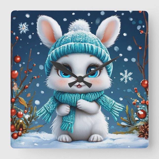 Relógio Quadrado ❄️ Presente de Decoração de Sala de Inverno Fofa d (Frente)