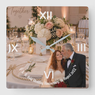 Relógio Quadrado Presente de Foto do Casal de Aniversário de Bodas