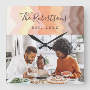 Relógio Quadrado Presente de Foto Personalizado da Família com List