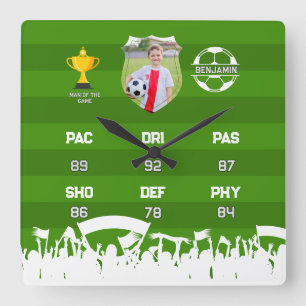 Relógio Quadrado Presente de Futebol Personalizado Para Crianças, C