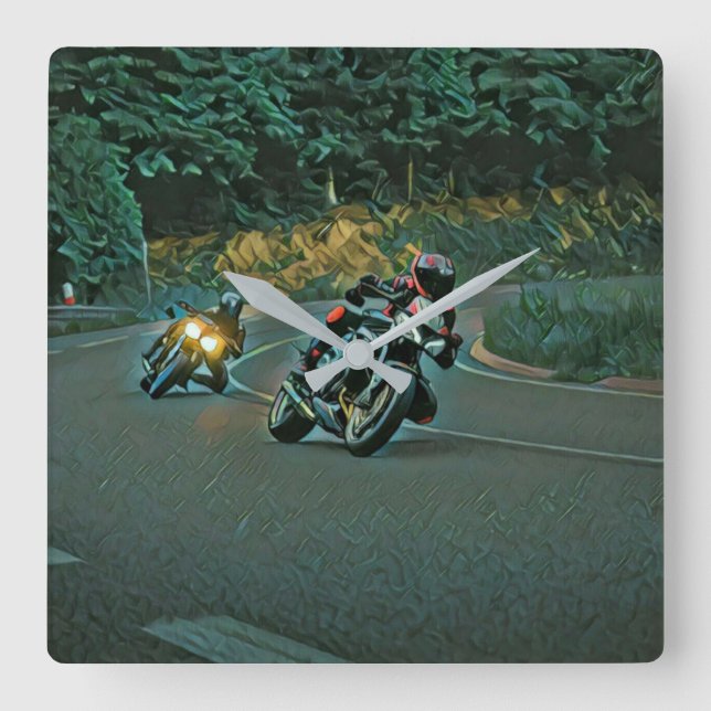 Relógio Quadrado Presente de motocicleta (Frente)