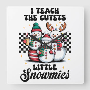 Relógio Quadrado Presente de Professor Eu Ensino os Pequenos Snow